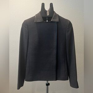 Gay Giano Cropped Jacket Minimalist Structured Blazer Coated Trim Size 42 EU